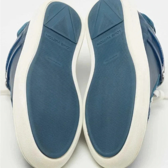 Louis Vuitton Blue Leather and Suede Low Top Sneakers Size US MENS12 - Picture 12 of 13